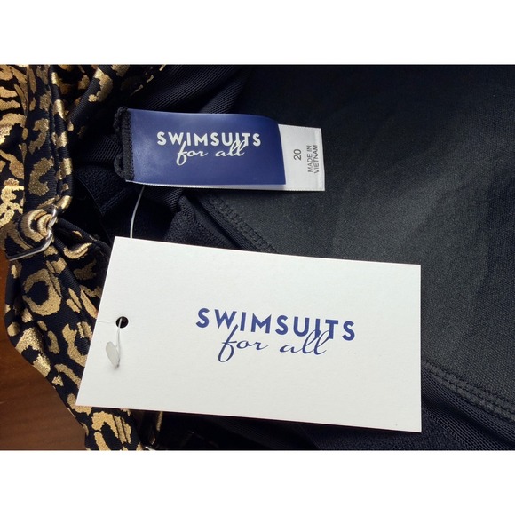 NWT Swimsuits for All Leopard Print Black/Gold Ruffle Tankini Swim Top Size 20 - Picture 3 of 7